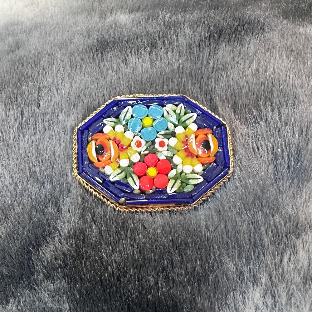 Vintage Floral Mosaic Brooch